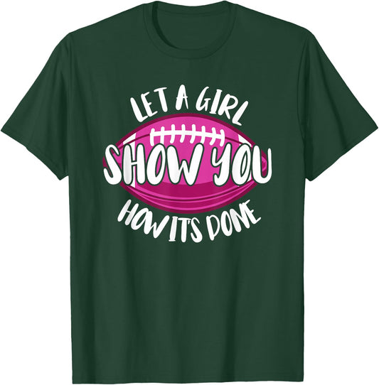 Funny Flag Football Girl T-Shirt - T-Shirt | Forest