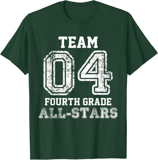 School Team 4th Grade All-Stars Sports Jersey T-Shirt - T-Shirt | Forest