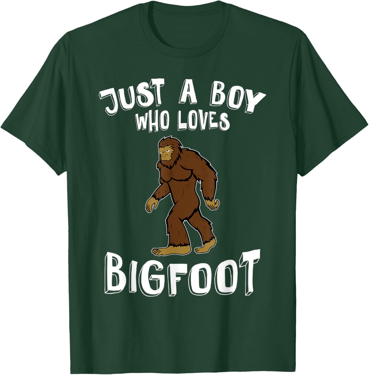 Just A Boy Who Loves Bigfoot Hunter Animal Lover Camping T-Shirt - T-Shirt | Forest