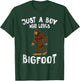 Just A Boy Who Loves Bigfoot Hunter Animal Lover Camping T-Shirt - T-Shirt | Forest