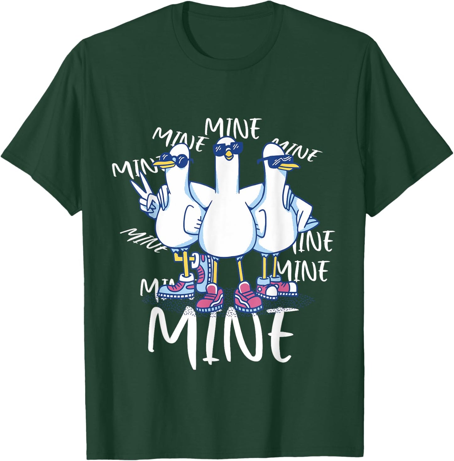 Funny Seagull Saying Mine Funny Pigeon Retro Ocean life T-Shirt - T-Shirt | Forest