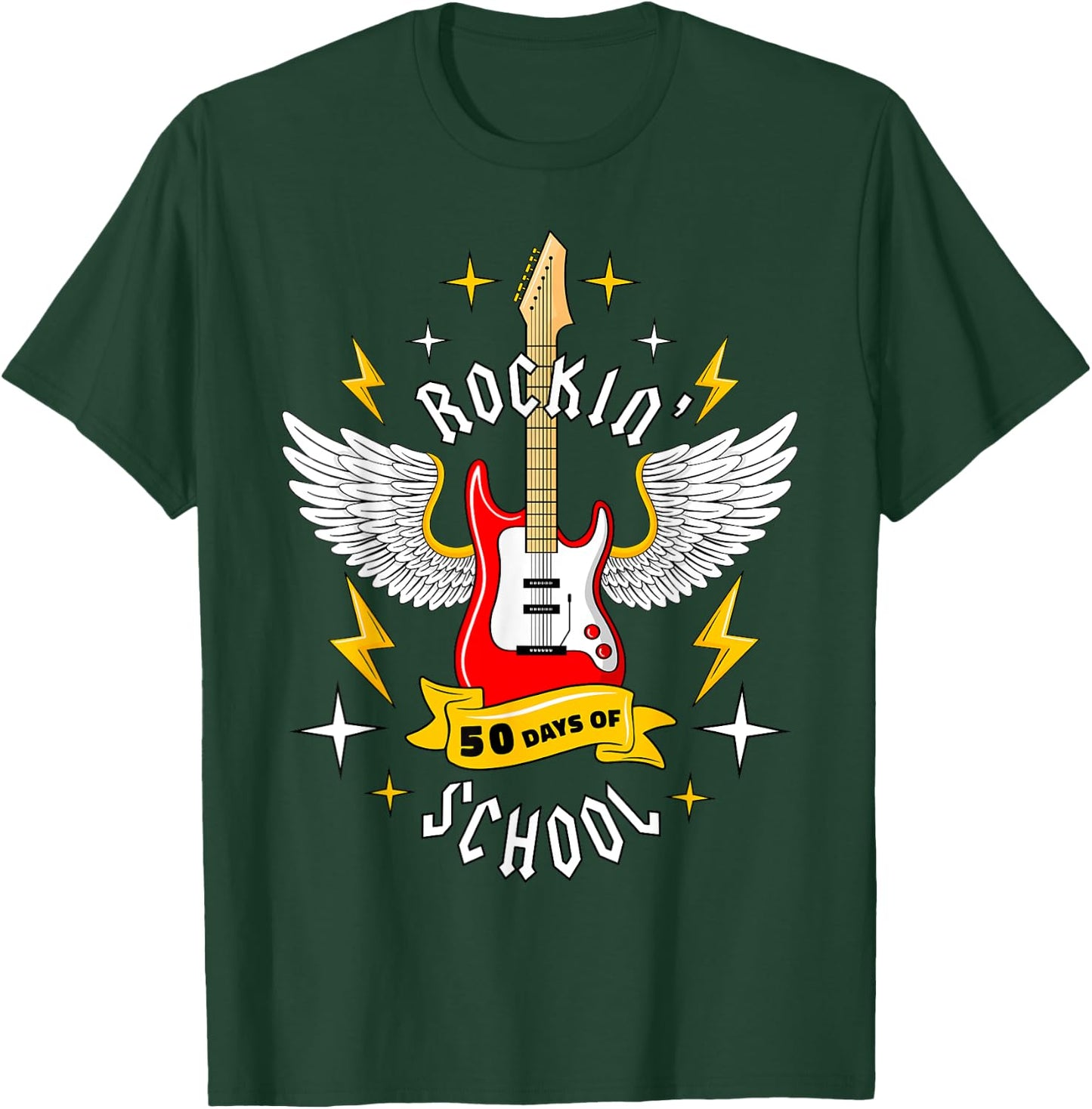 Rockin 50 Days of School 50th Day of School Teacher Student Men Women Girls Kids T-Shirt - T-Shirt | Forest