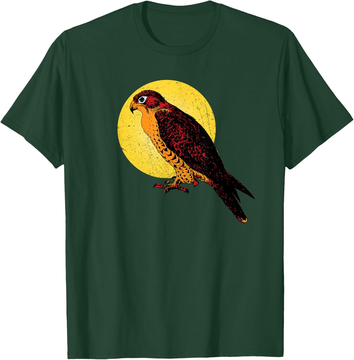 Happy Halloween Orange Falcon Hawk Yellow Moon Light Graphic T-Shirt - T-Shirt | Forest