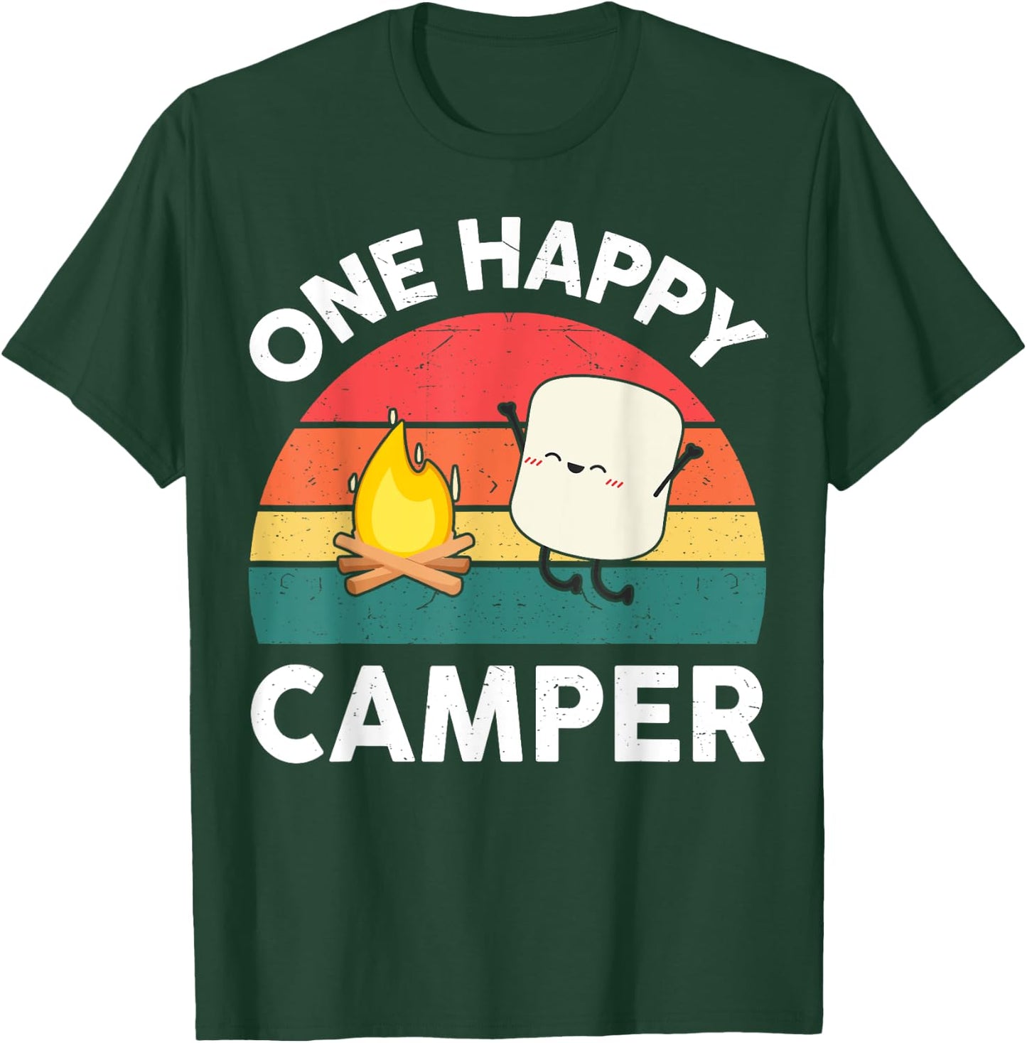 Cute One Happy Camper Kids Toddler Girl Marshmallow Camping T-Shirt - T-Shirt | Forest