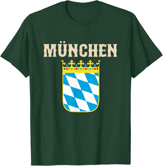 Vintage Munchen Munich Souvenir With Bavaria Coat Of Arms T-Shirt - T-Shirt | Forest