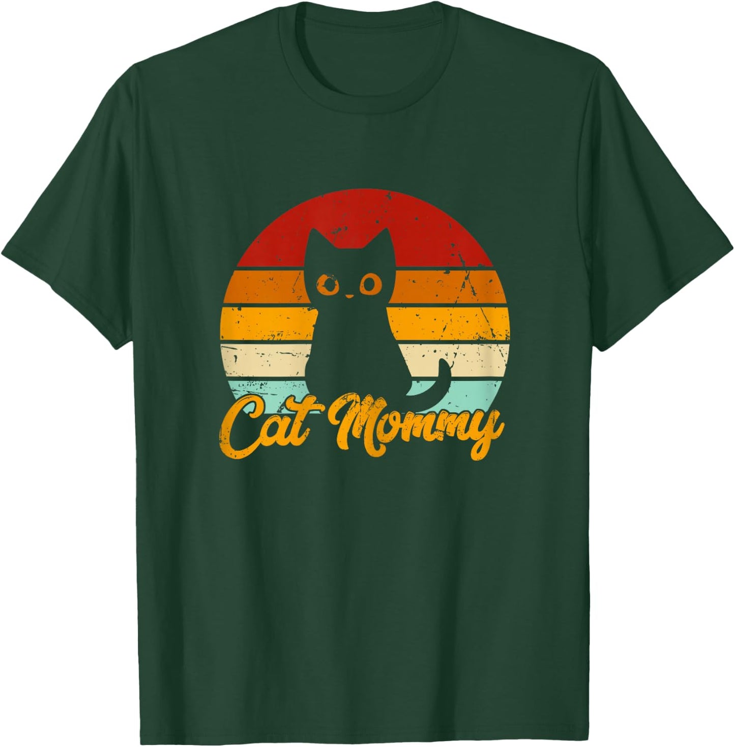 Cat Mommy - Vintage Eighties Style Cat Retro Distressed Cat T-Shirt - T-Shirt | Forest