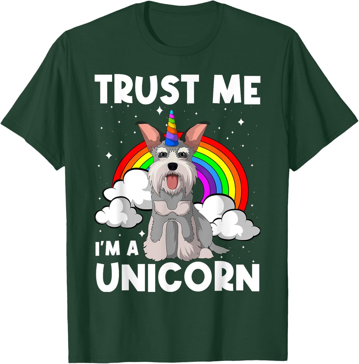Schnauzer Unicorn Wire-Haired Pinscher Whiskered Snout Dog Men Women Girls Kids T-Shirt - T-Shirt | Forest
