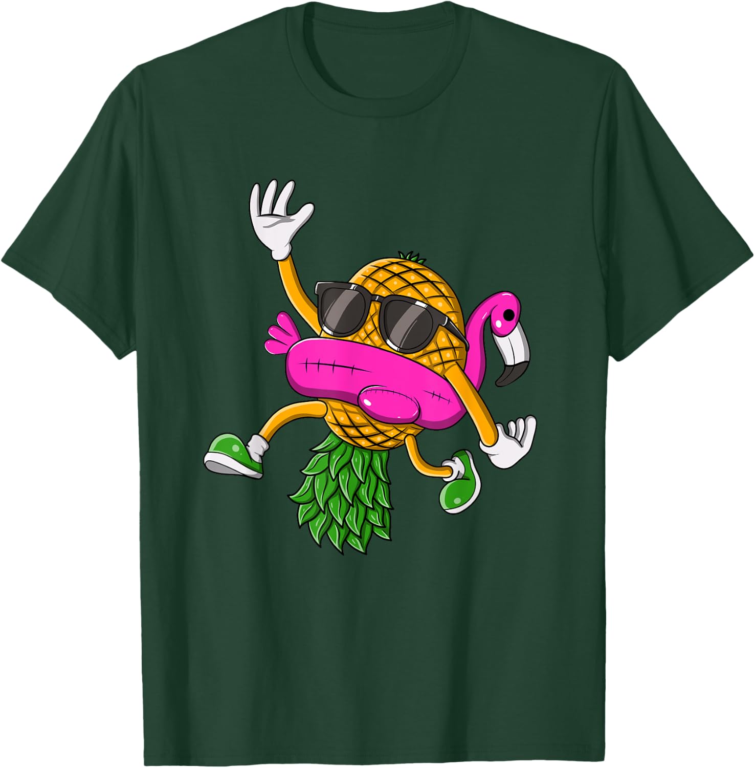Upside Down Pineapple Swinger Flamingo Women T-Shirt - T-Shirt | Forest