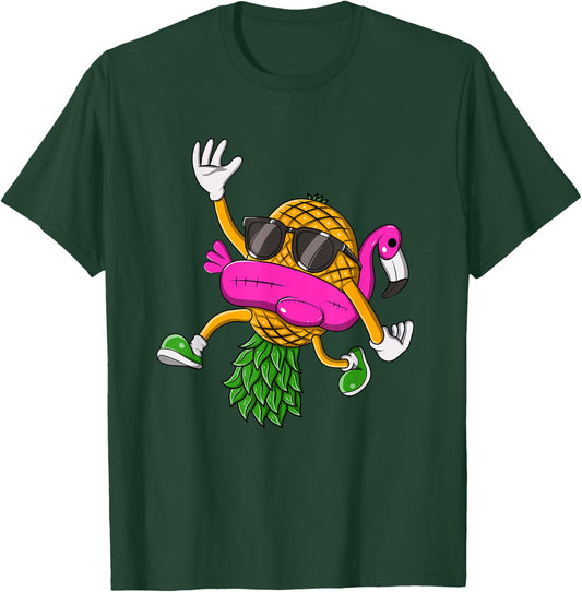 Upside Down Pineapple Swinger Flamingo Women T-Shirt - T-Shirt | Forest