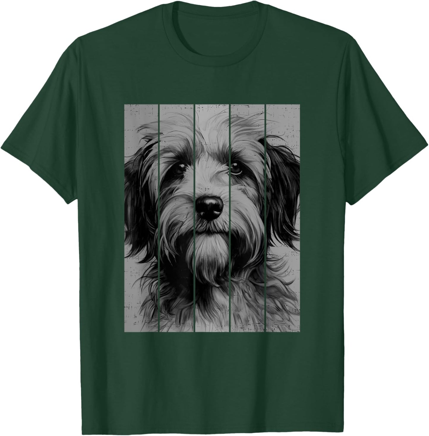 Cool Tibetan Terrier Portrait Black And White Style T-Shirt - T-Shirt | Forest