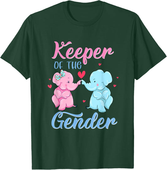 Keeper of The Gender Elephant Pink or Blue Gender Reveal T-Shirt - T-Shirt | Forest