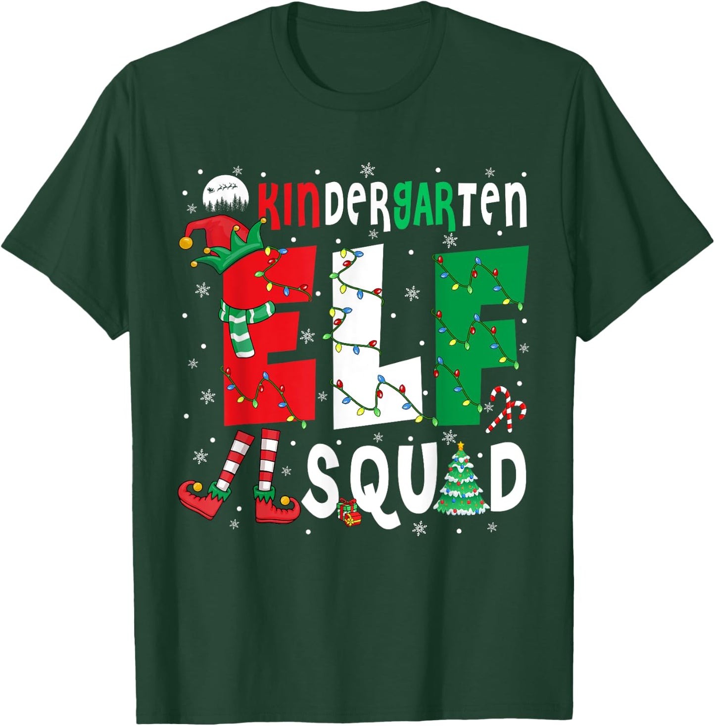 Kindergarten Elf Squad Christmas Elf Costume Student Teacher Men Women Kids T-Shirt - T-Shirt | Forest