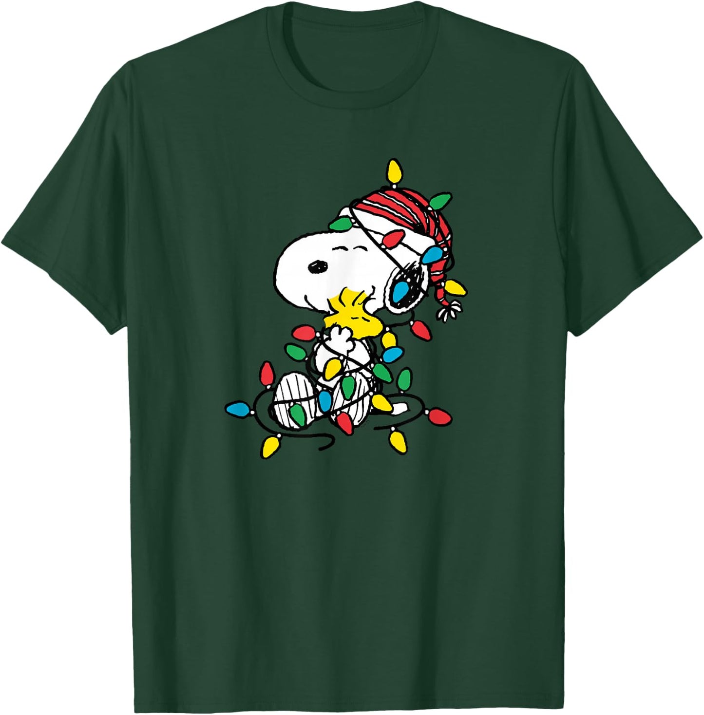 Peanuts - Snoopy Woodstock Christmas Lights T-Shirt - T-Shirt | Forest
