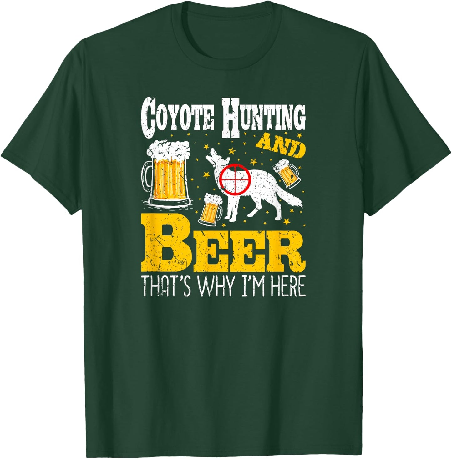 Beer Drinking Funny Coyote Hunting T-Shirt - T-Shirt | Forest