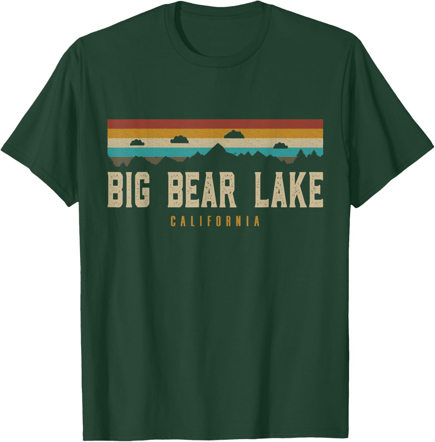 Big Bear Lake Mountains California Hiking Outdoors Retro T-Shirt - T-Shirt | Forest