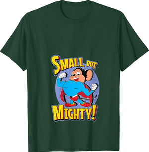 Superhero Mouse Cartoon in Cape Small But Mighty Super Hero V-Neck T-Shirt - T-Shirt | Forest