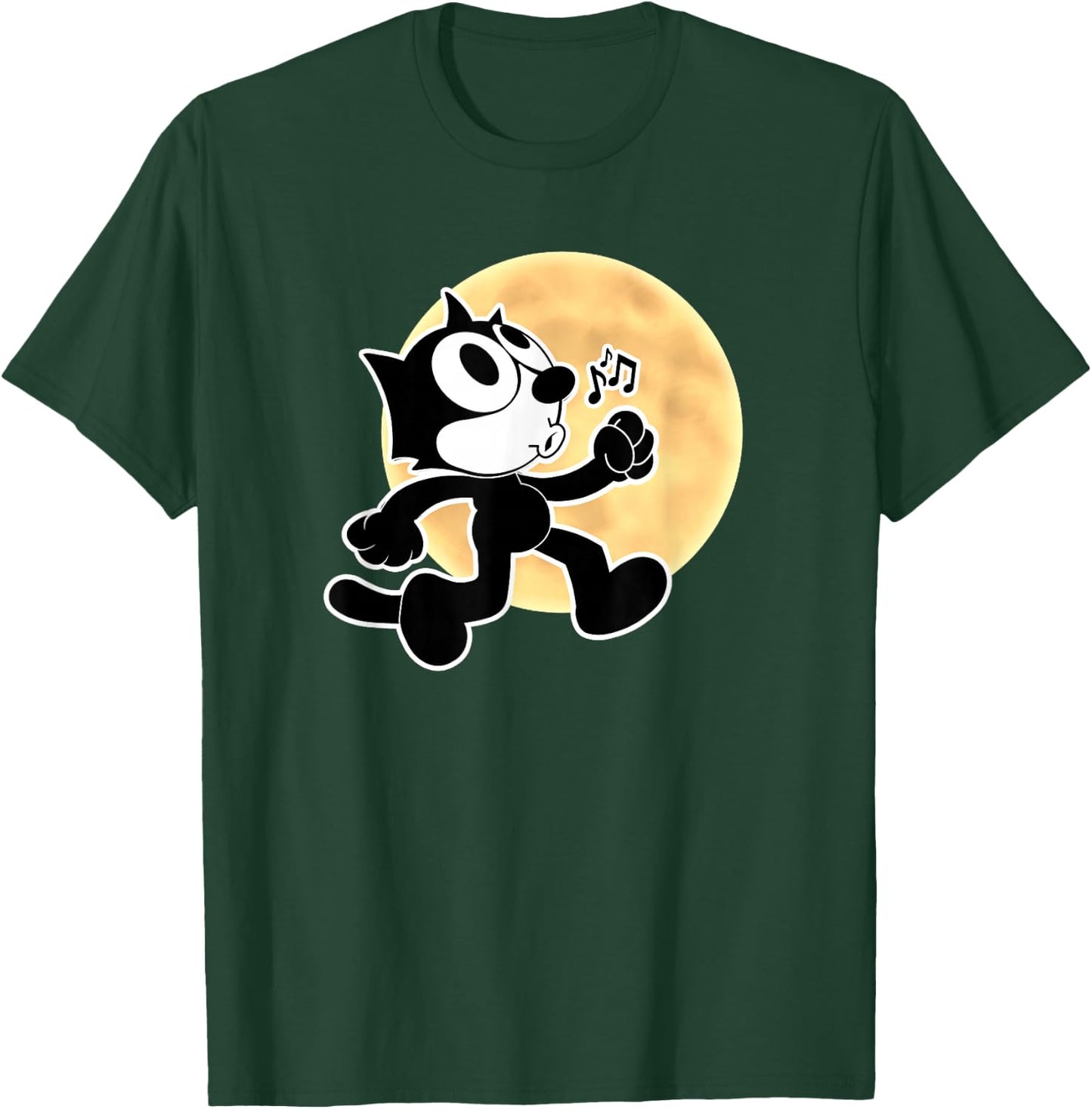 Felix Cartoon Whistling Music Notes Walking in Moonlight T-Shirt - T-Shirt | Forest