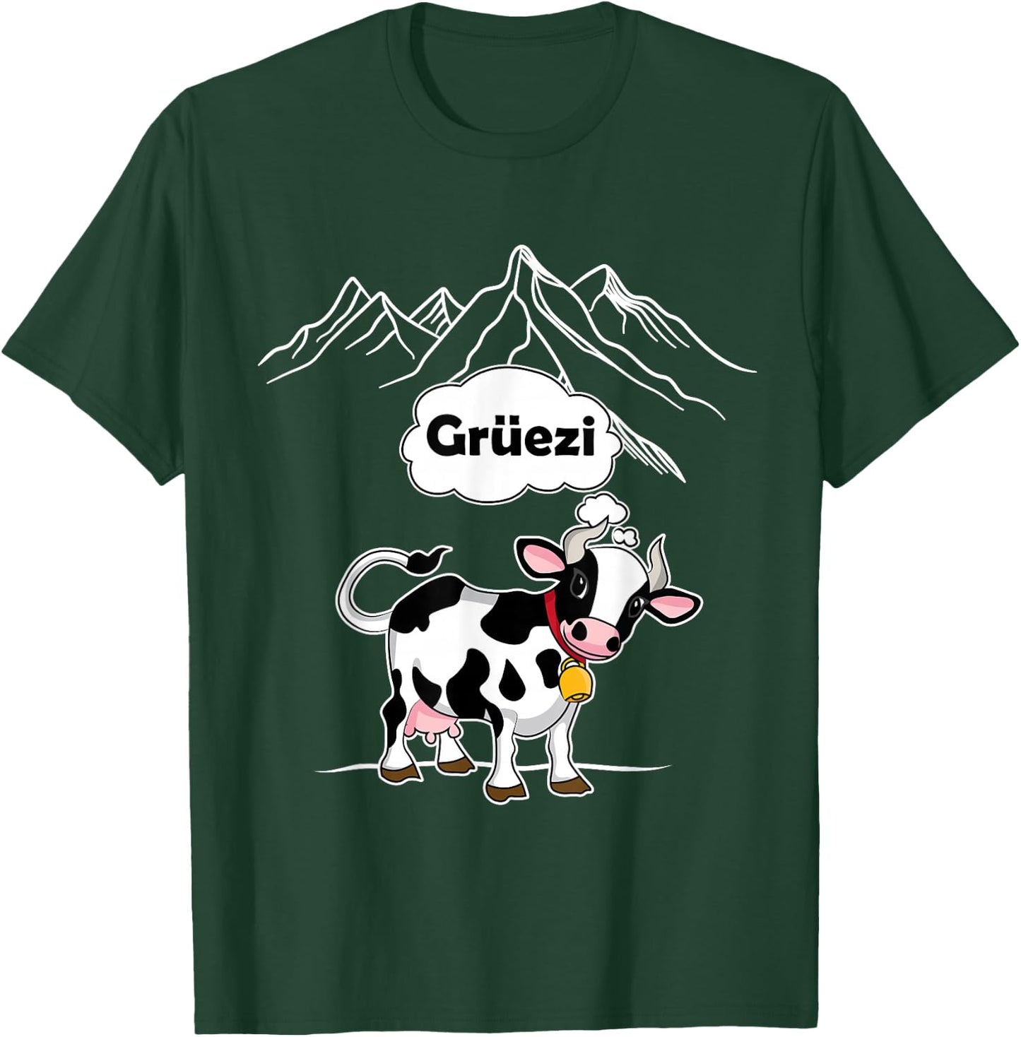 Switzerland Cow Gruezi Swiss German Mountains T-Shirt - T-Shirt | Forest