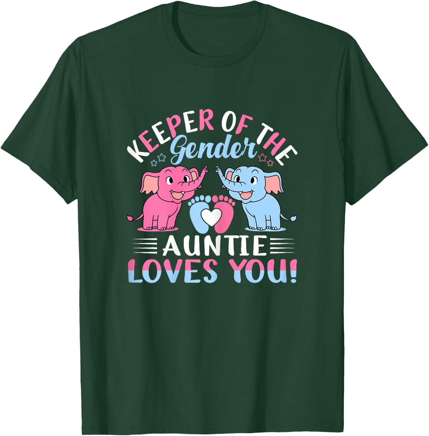 Keeper Of The Gender Auntie Loves You Gender Reveal Elephant T-Shirt - T-Shirt | Forest
