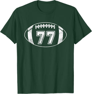 Football Player #77 Football Mom Dad Jersey 77 Varsity Team T-Shirt - T-Shirt | Forest