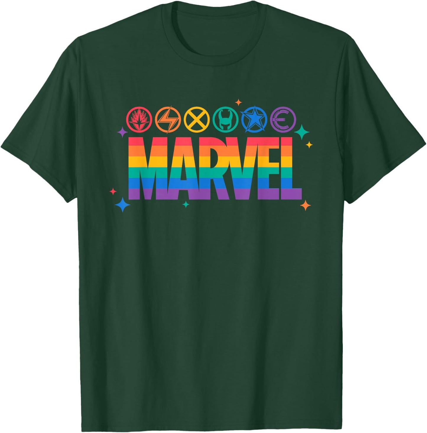 Marvel Pride Rainbow Logo Proud Heroes Symbols T-Shirt - T-Shirt | Forest