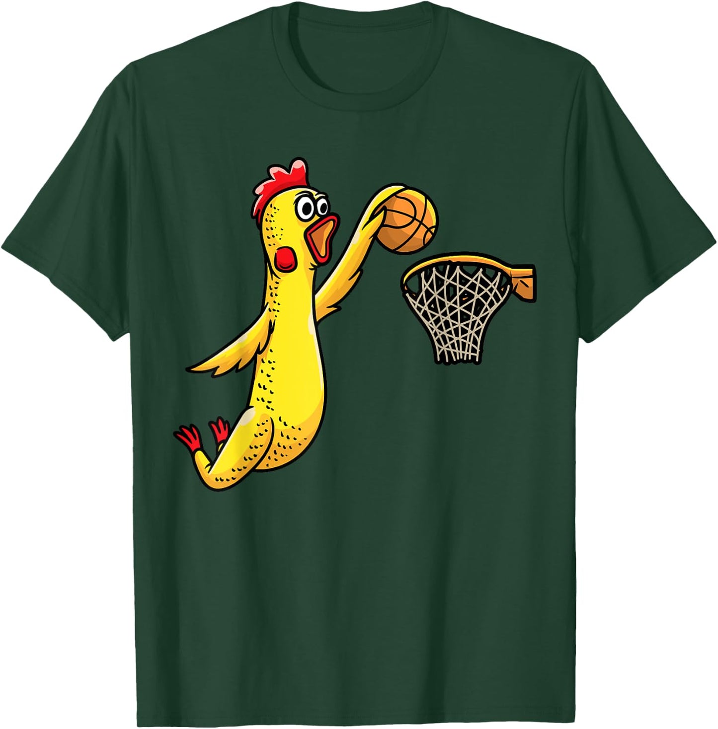 Funny Rubber Chicken Playing Basketball Player Sports T-Shirt - T-Shirt | Forest