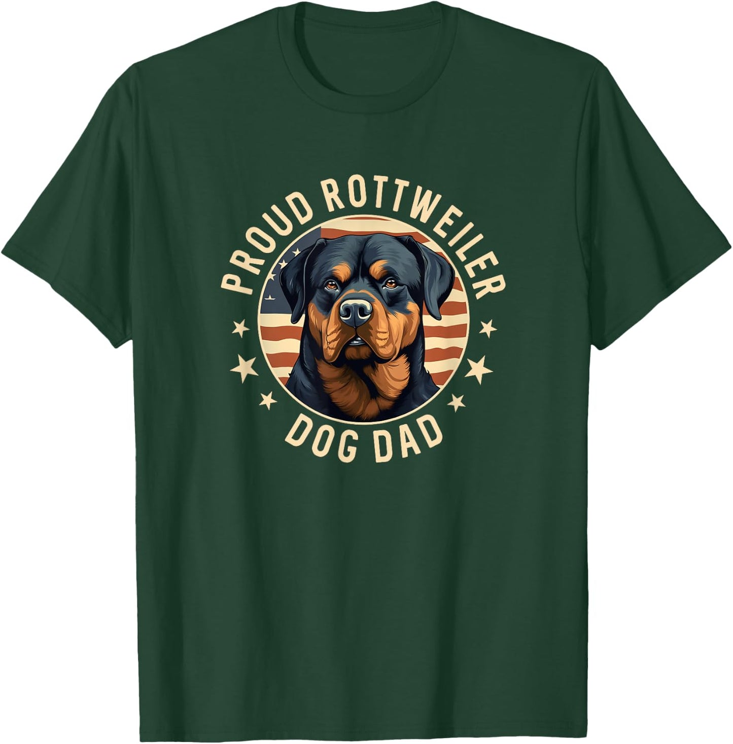 Proud Rottweiler Dad American Flag Patriotic Rottie Dad T-Shirt - T-Shirt | Forest