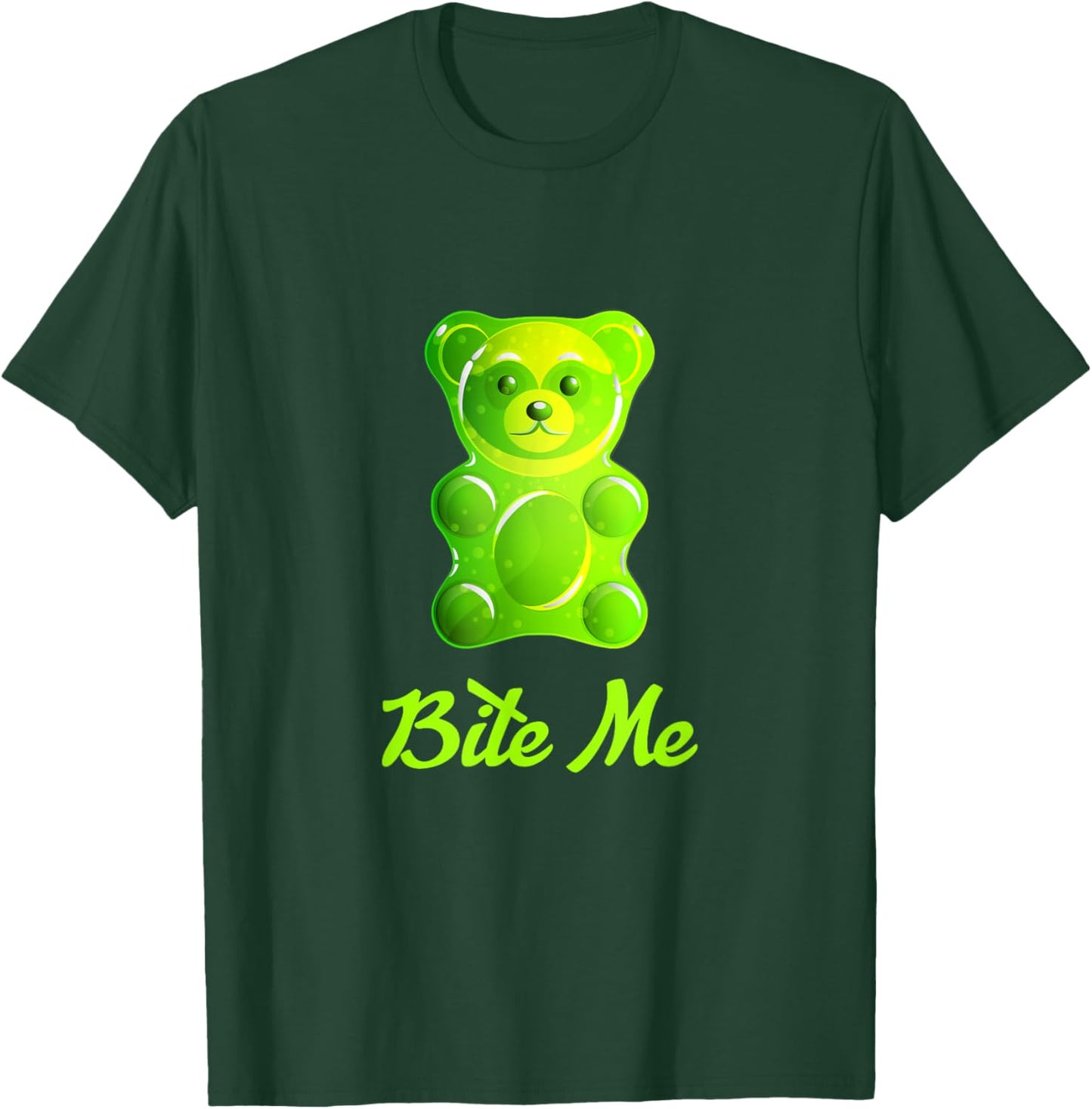 Cool Bite Me Colorful Gummy Bear Candy Illustration Graphic T-Shirt - T-Shirt | Forest