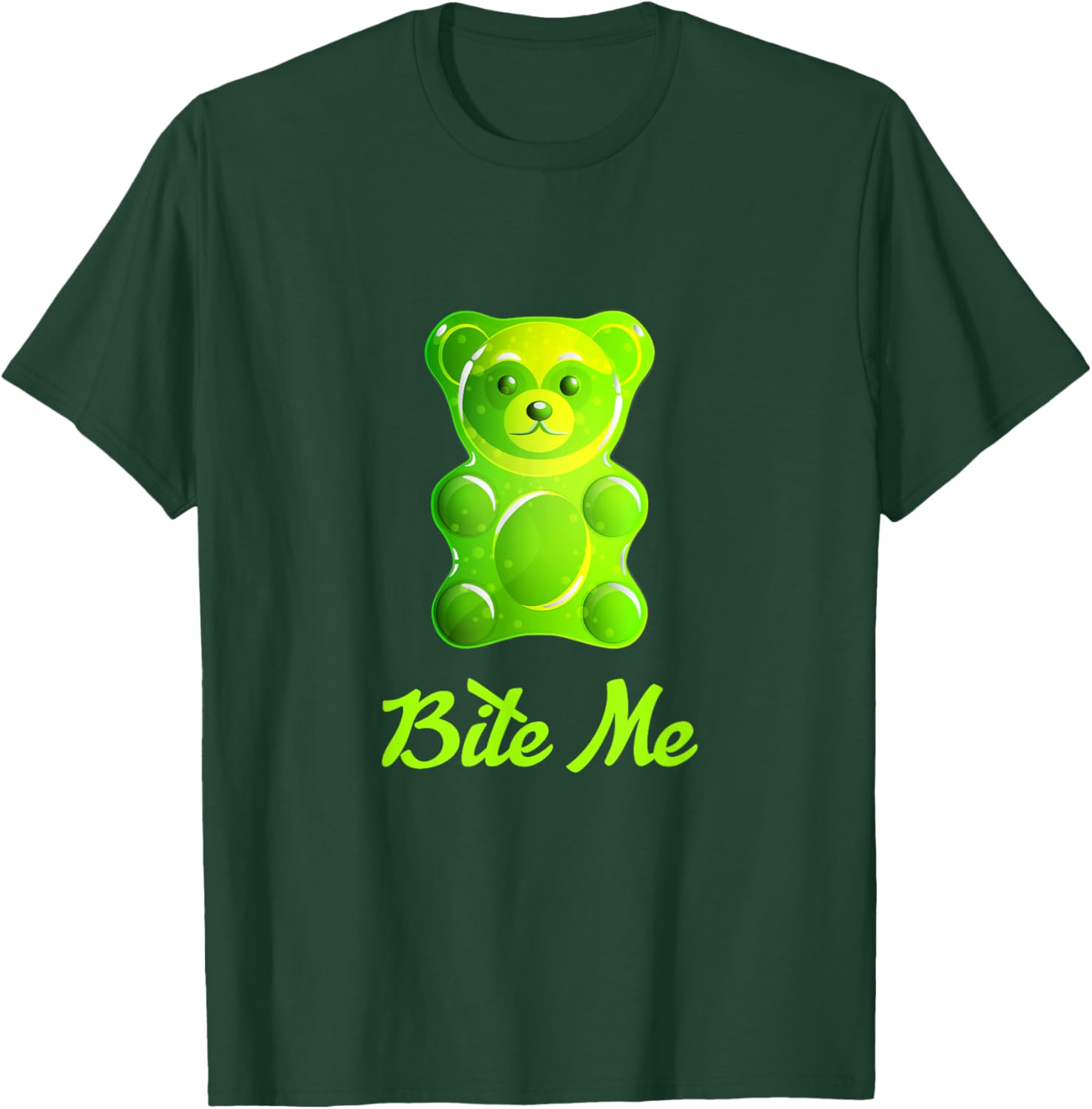 Cool Bite Me Colorful Gummy Bear Candy Illustration Graphic T-Shirt - T-Shirt | Forest