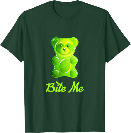 Cool Bite Me Colorful Gummy Bear Candy Illustration Graphic T-Shirt - T-Shirt | Forest