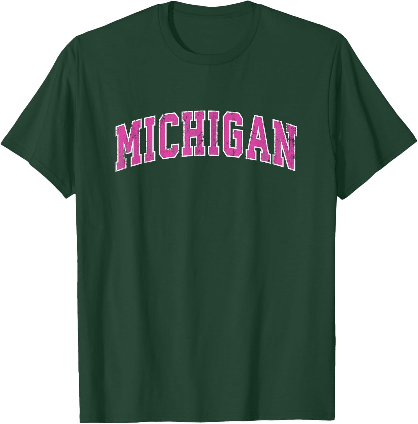 Michigan MI Vintage Sports Design Pink Design T-Shirt - T-Shirt | Forest