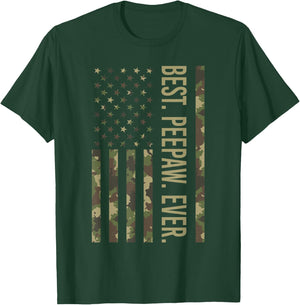 Best Peepaw Ever US American Flag Camo Peepaw Father's Day T-Shirt - T-Shirt | Forest