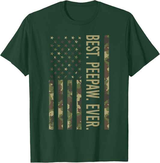 Best Peepaw Ever US American Flag Camo Peepaw Father's Day T-Shirt - T-Shirt | Forest