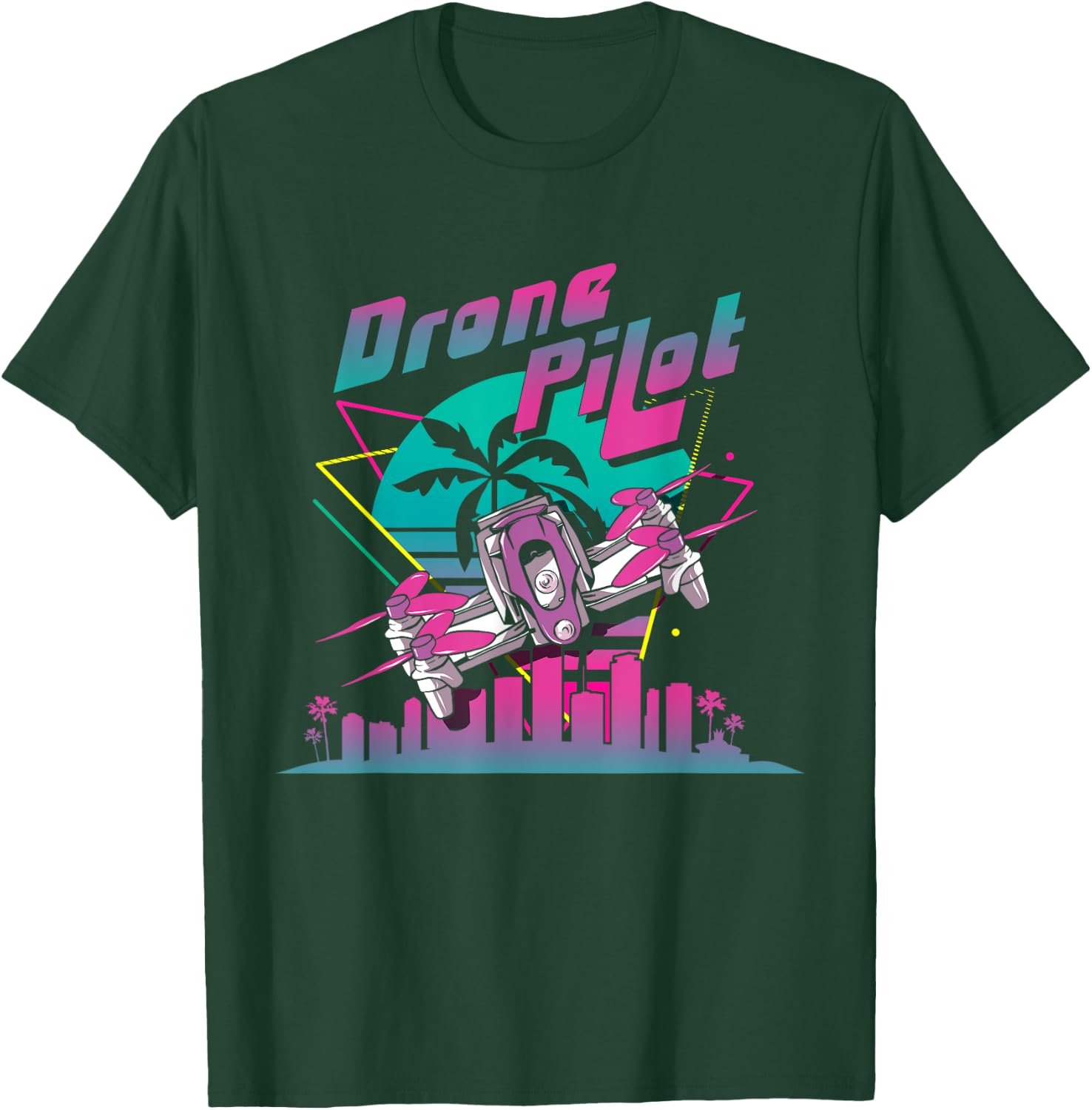 Retro Vintage Funny Drone Pilot T-Shirt - T-Shirt | Forest