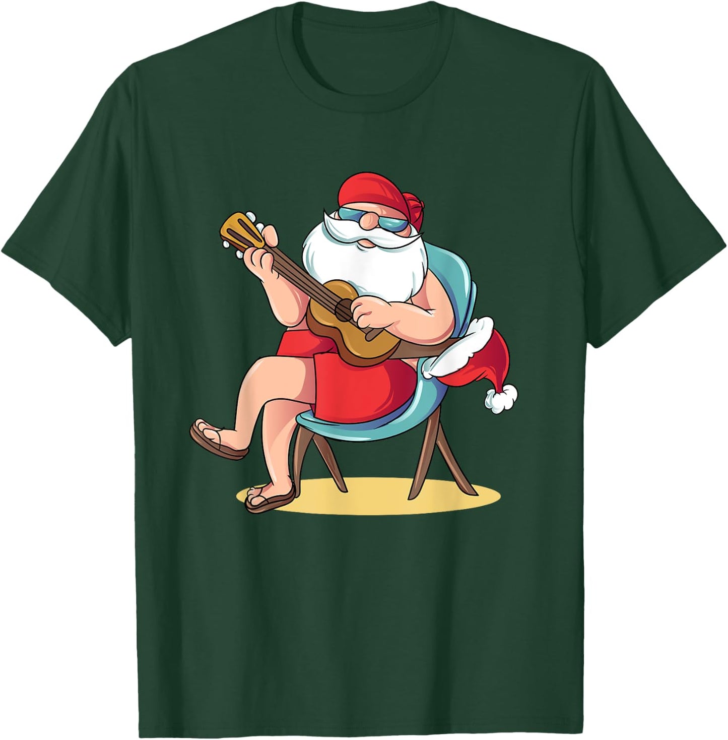 Santa Claus Hawaian Guitar Christmas in July T-Shirt - T-Shirt | Forest