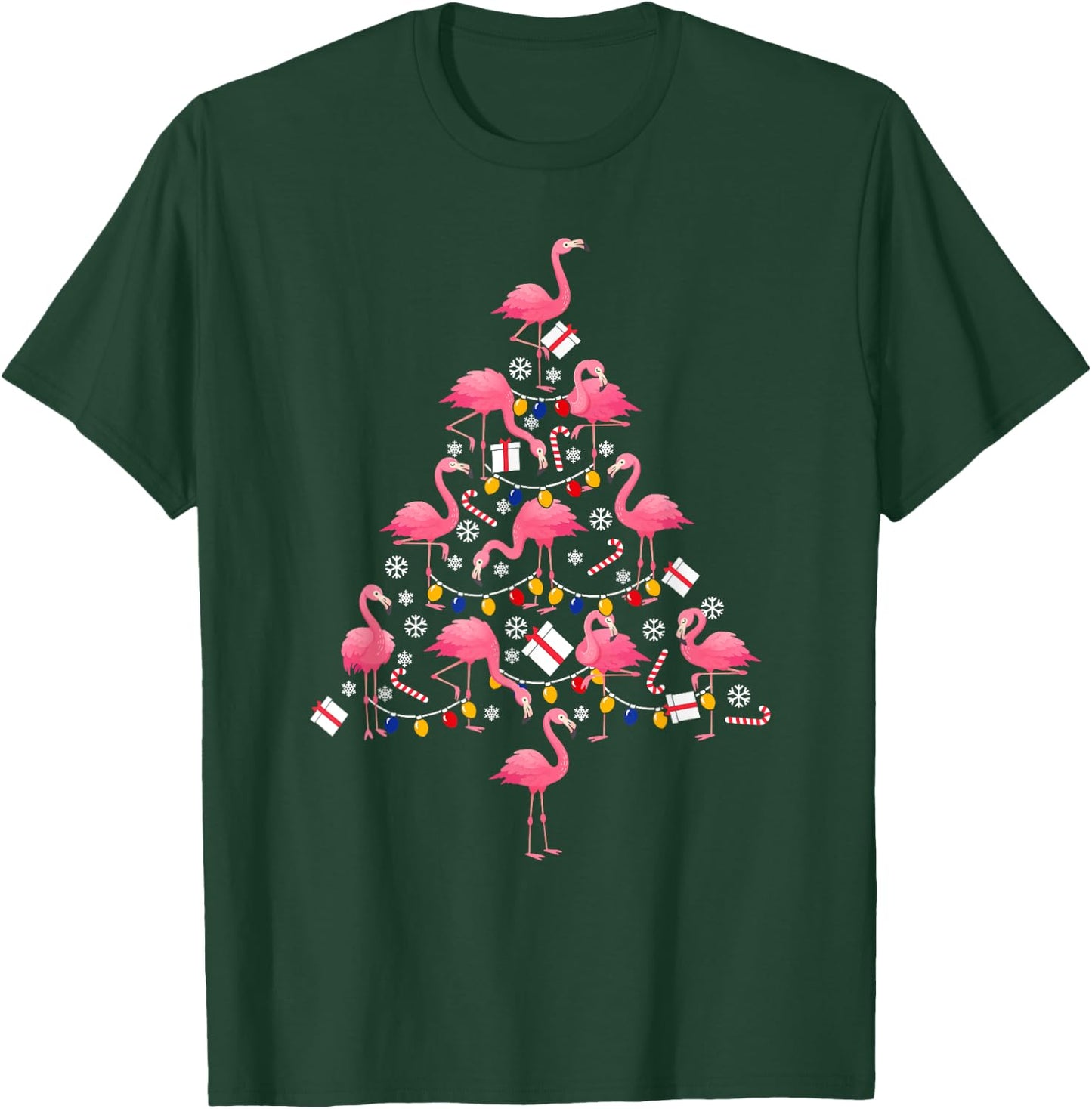 Funny Christmas Men Kids Women Flamingo Ugly Christmas T-Shirt - T-Shirt | Forest