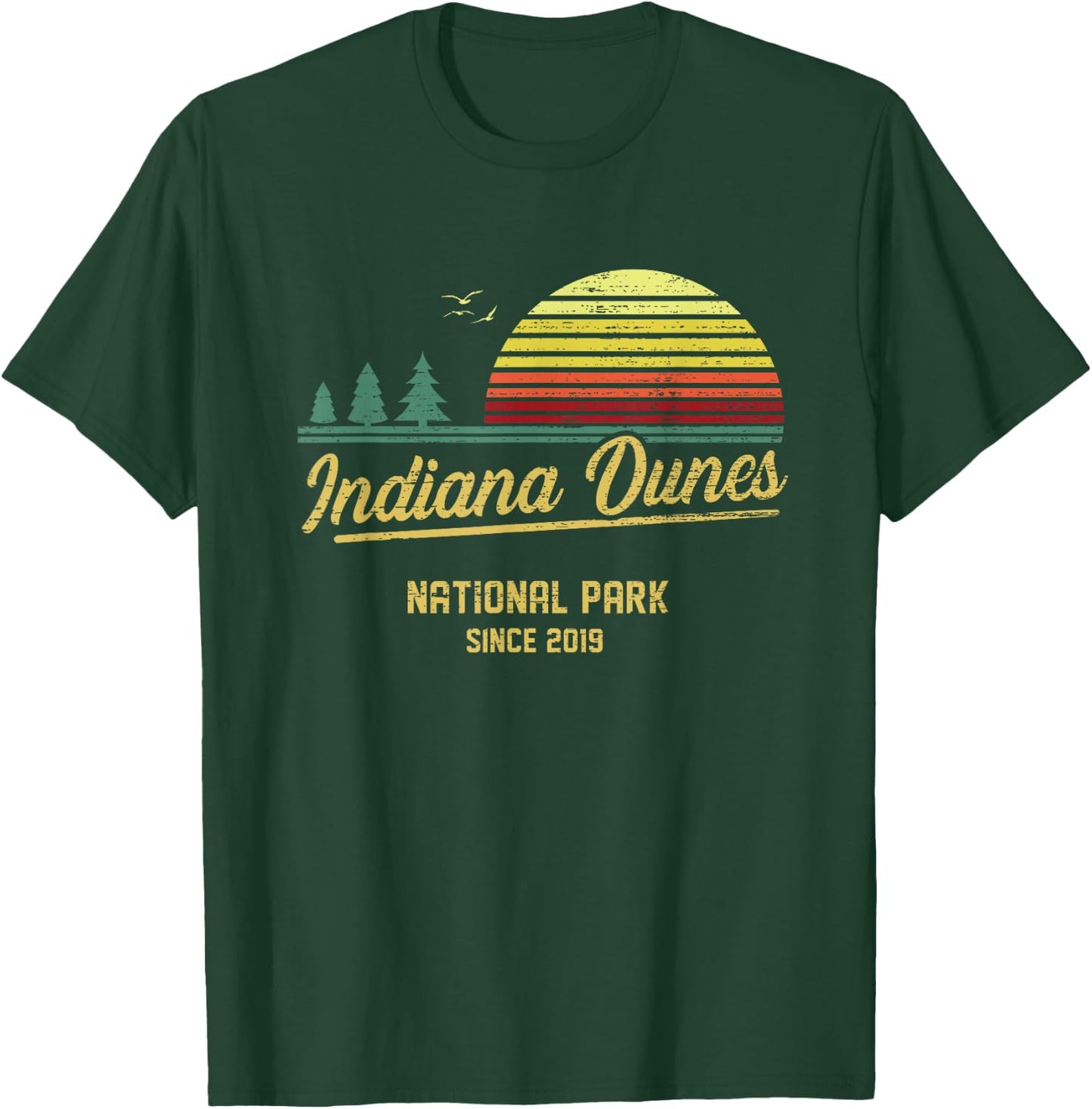 Indiana Dunes 2019 EST National Park Vintage Retro Outdoor C T-Shirt - T-Shirt | Forest