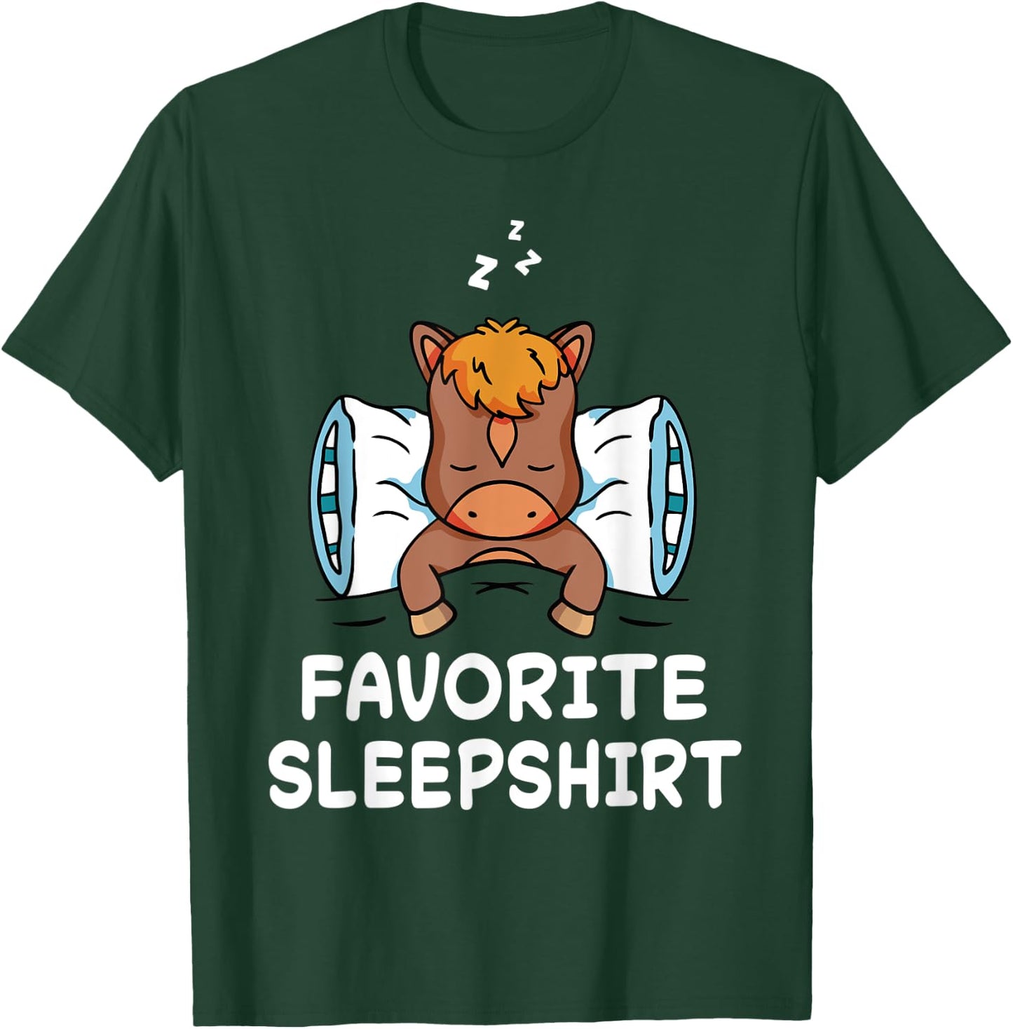 Horse Horses Nap Sleeping Sleep Pajama Pajamas Nightgown T-Shirt - T-Shirt | Forest