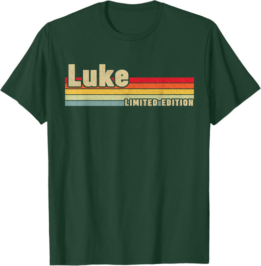 First Names Apparel Kids Luke Name Personalized Birthday Funny Black Letter Print Short Sleeve T-Shirt - T-Shirt | Forest