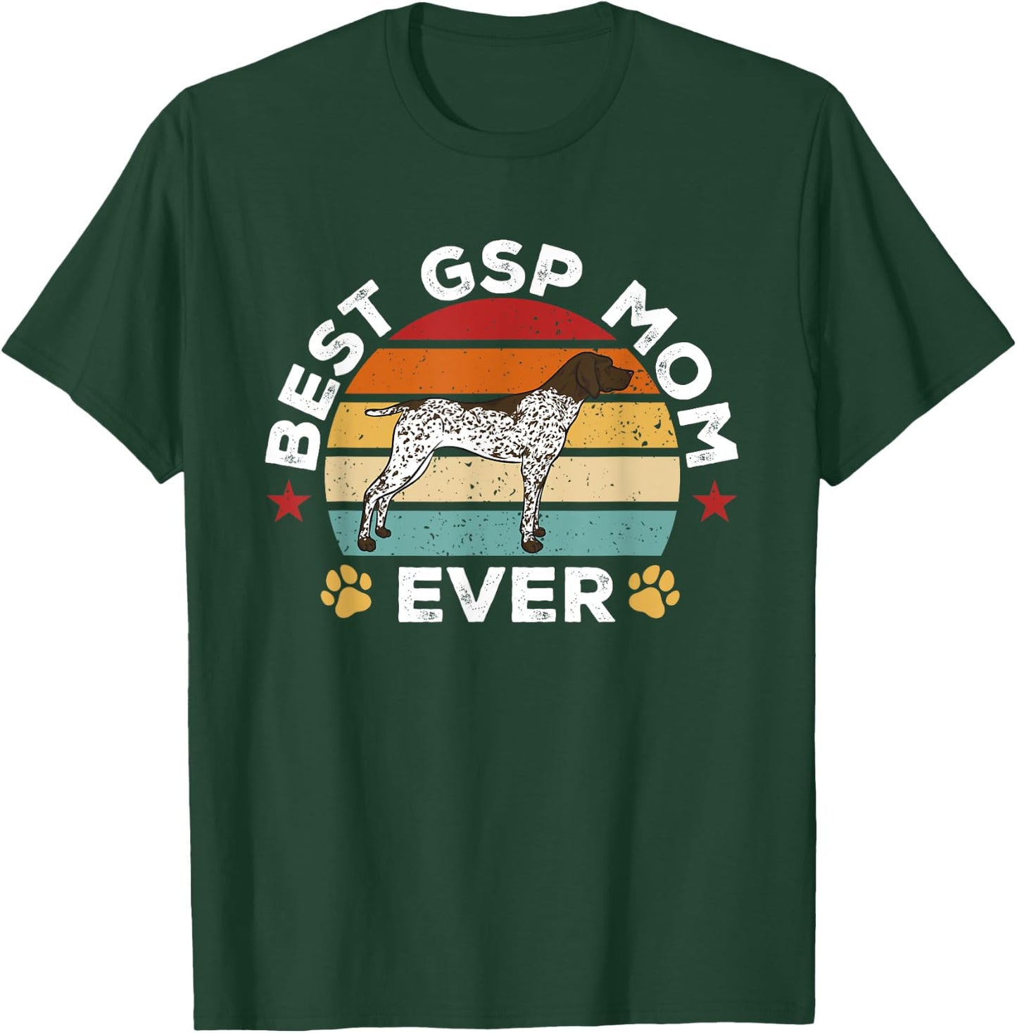 Retro Vintage German Shorthaired Pointer Best GSP Mom Ever T-Shirt - T-Shirt | Forest