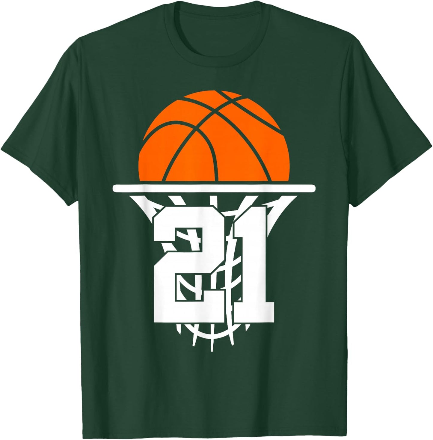 21 Years Basketball 21st Birthday T-Shirt - T-Shirt | Forest