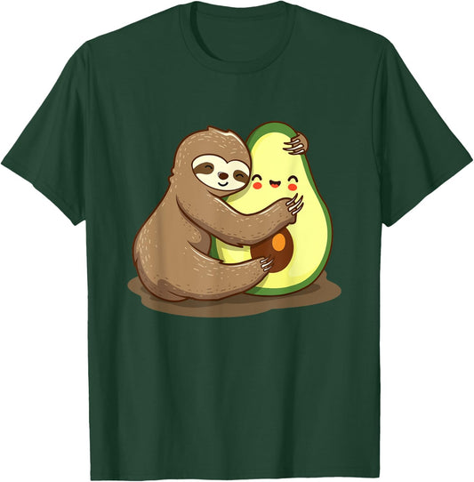 Hugging Sloth And Avocado - Zookeeper Nature Animal Lover T-Shirt - T-Shirt | Forest