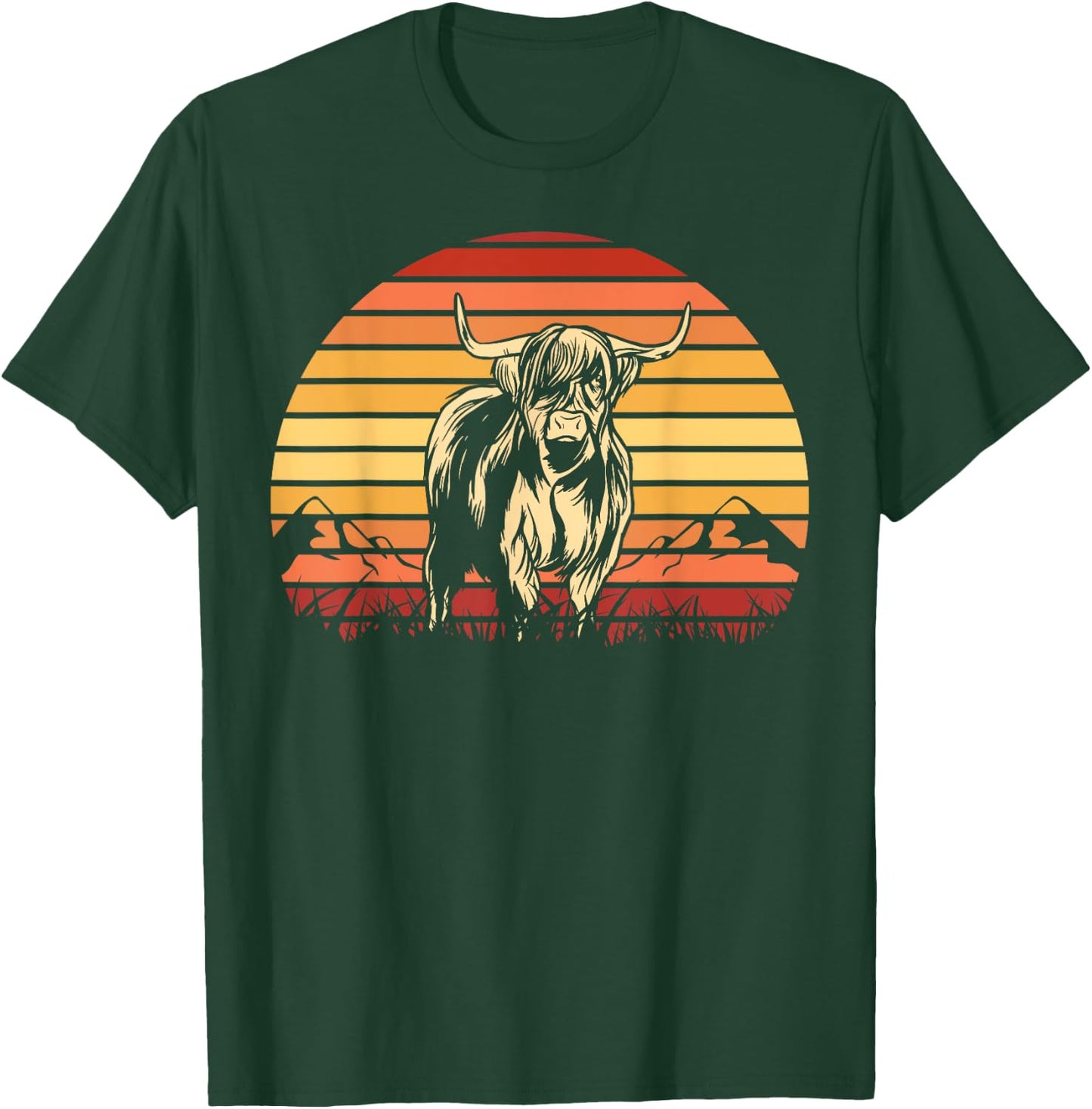 Scottish Highland Cow Cattle Hairy Cow Retro for cow lovers T-Shirt - T-Shirt | Forest