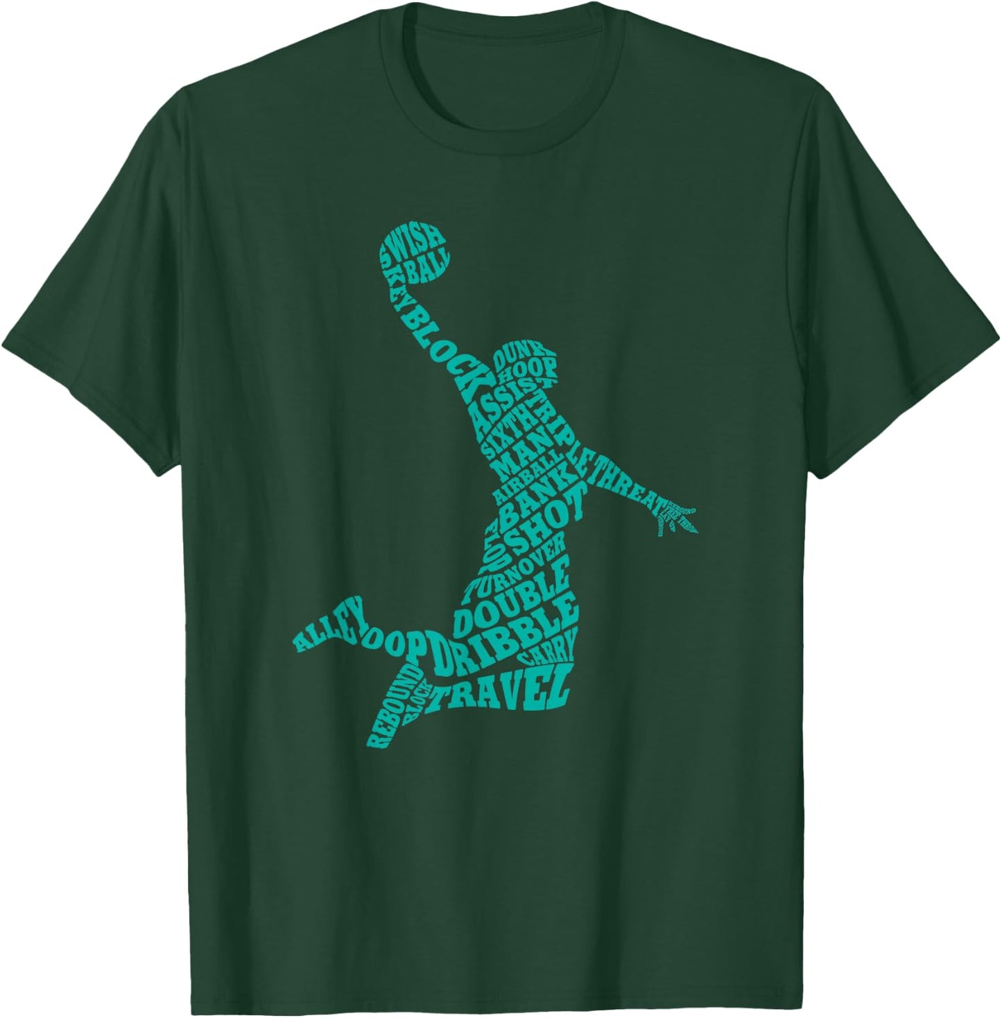 Basketball Player Typography Word Art T-Shirt - T-Shirt | Forest