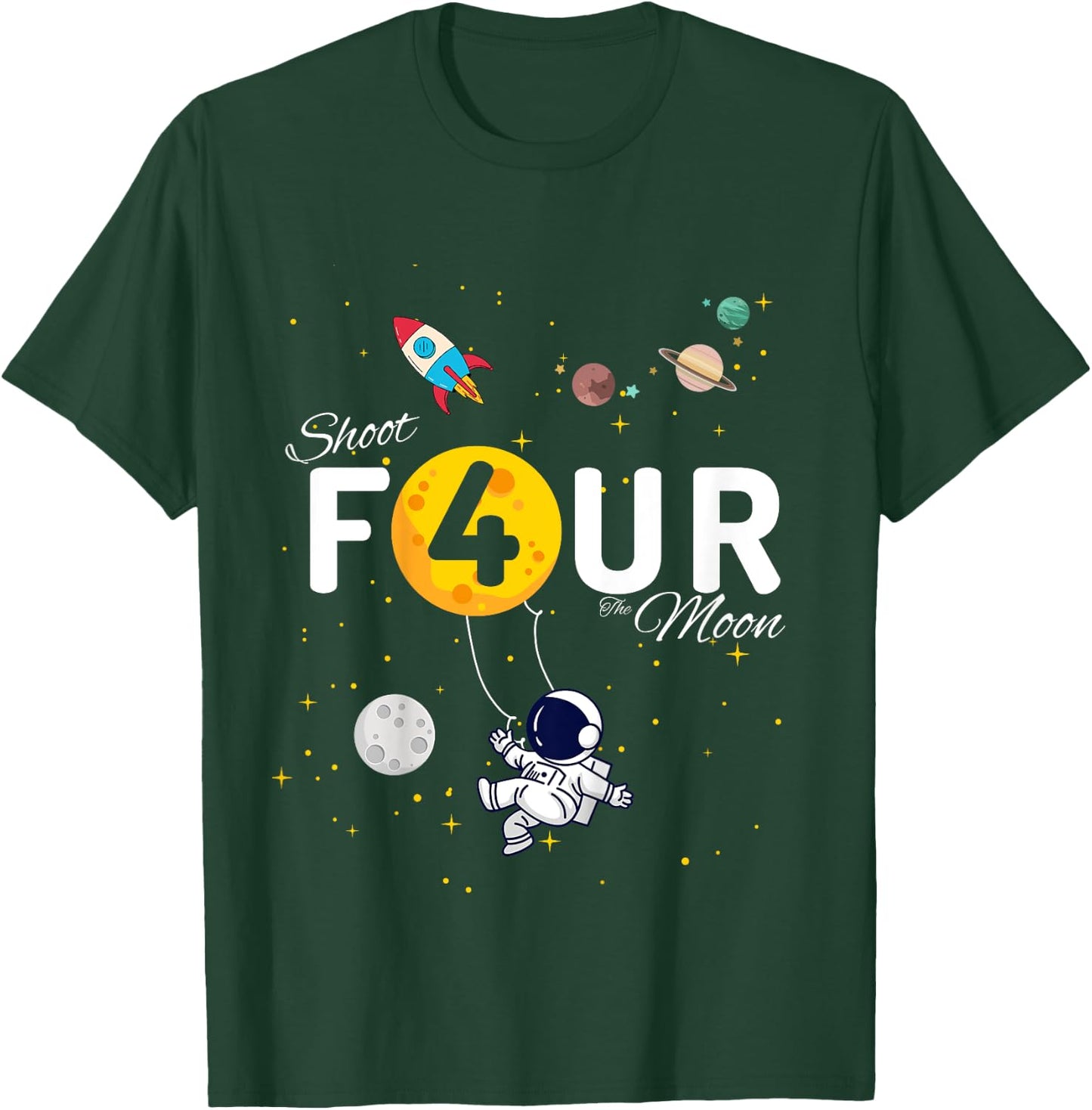 Shoot 4 The Moon Child's 4th Birthday party T-Shirt - T-Shirt | Forest