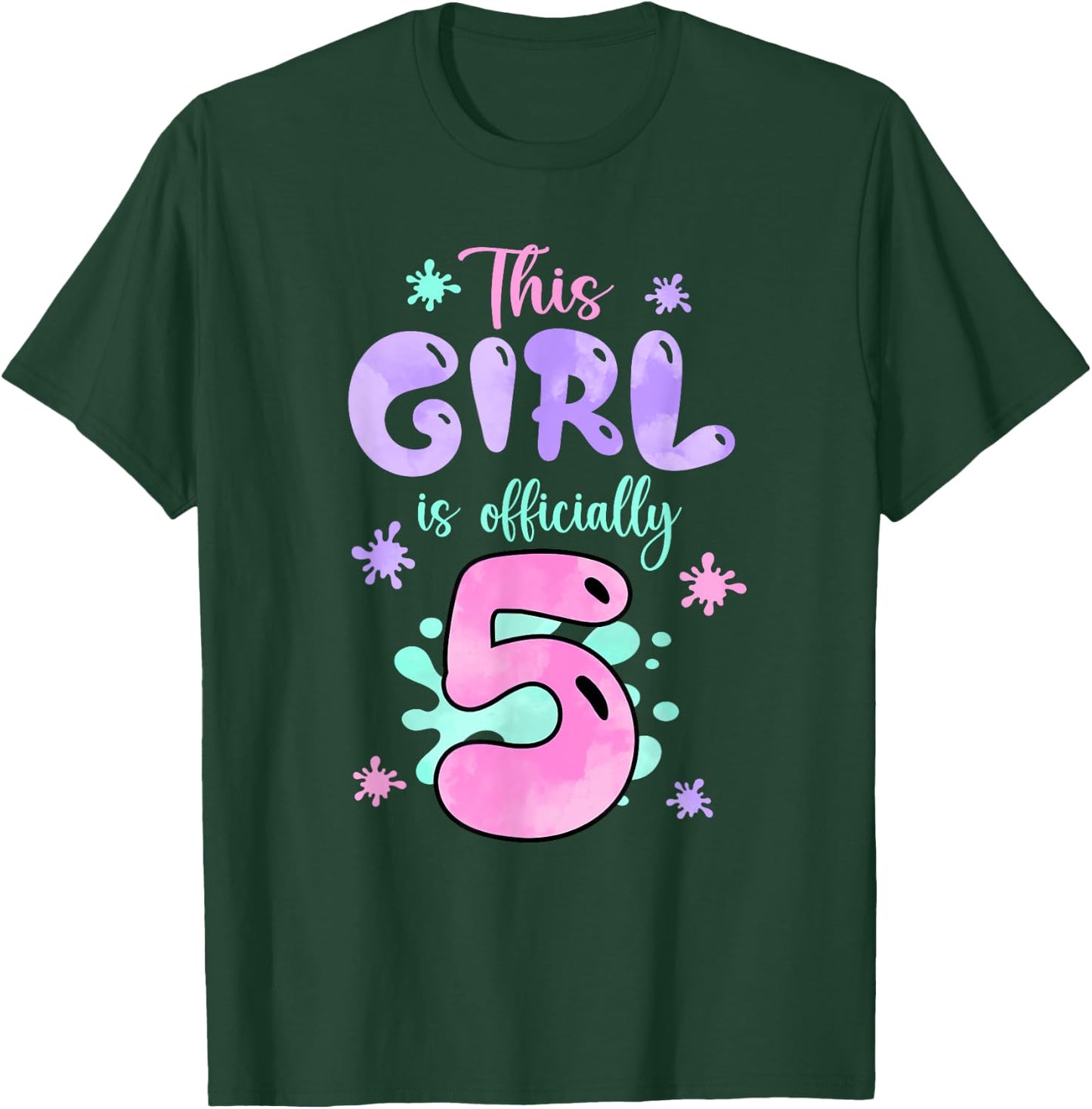 This Girl Is Officially 5 Year Old Slime Queen 5th Birthday T-Shirt - T-Shirt | Forest