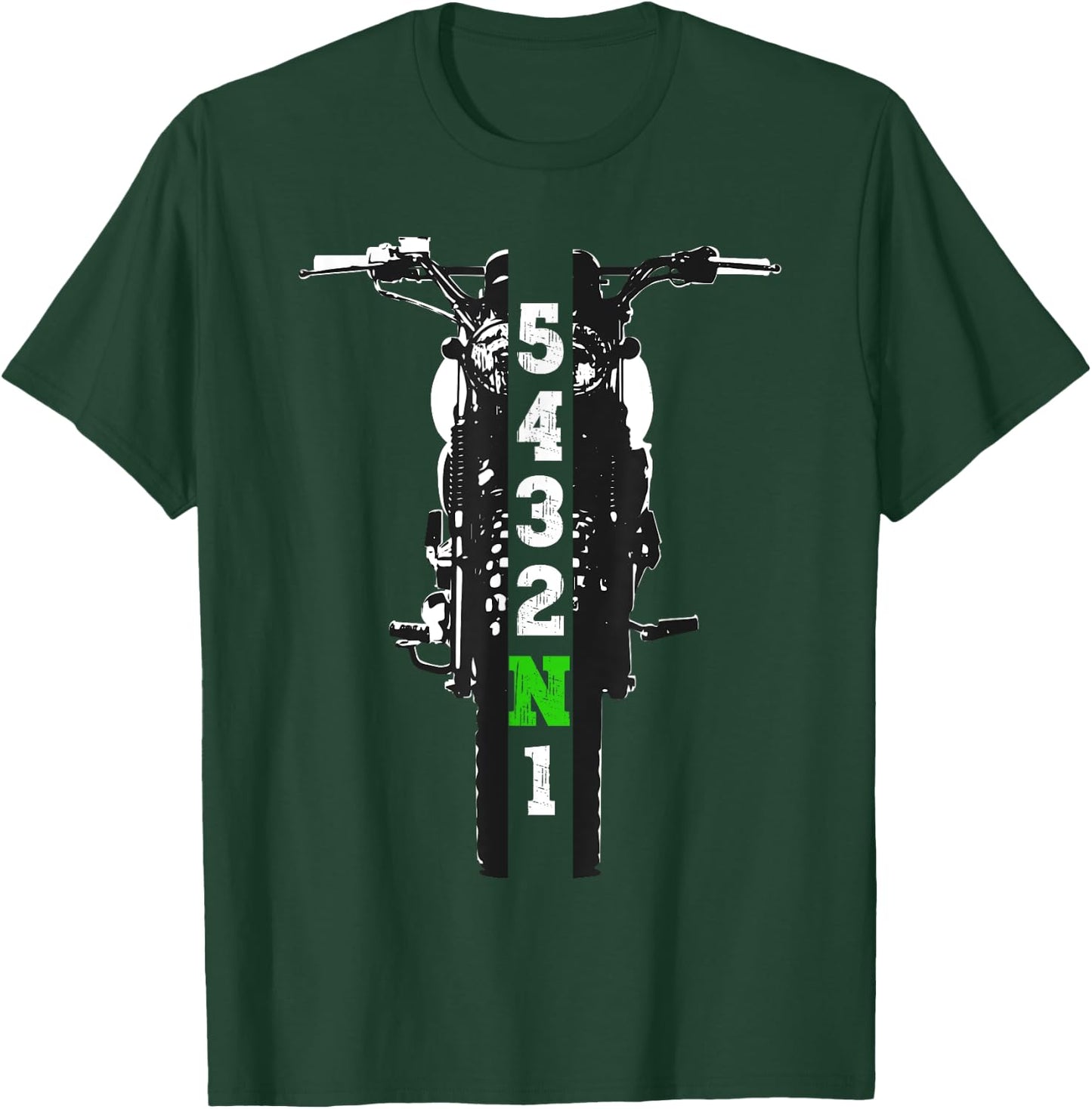 Motorcycle Shift Pattern One Down Four Up T-Shirt - T-Shirt | Forest