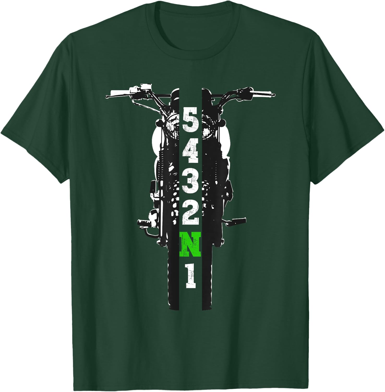Motorcycle Shift Pattern One Down Four Up T-Shirt - T-Shirt | Forest