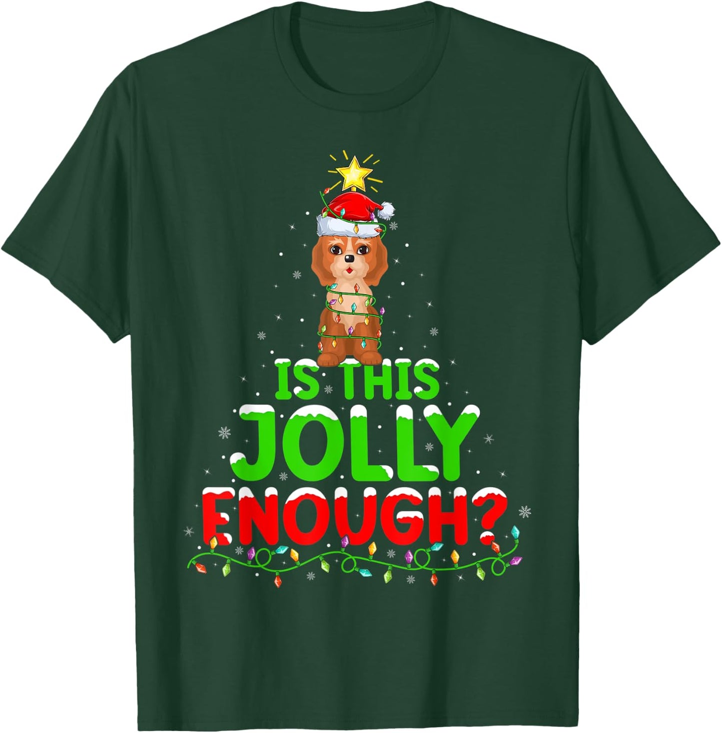 Xmas Lighting Is This Jolly Enough Cockapoo Christmas Tree T-Shirt - T-Shirt | Forest