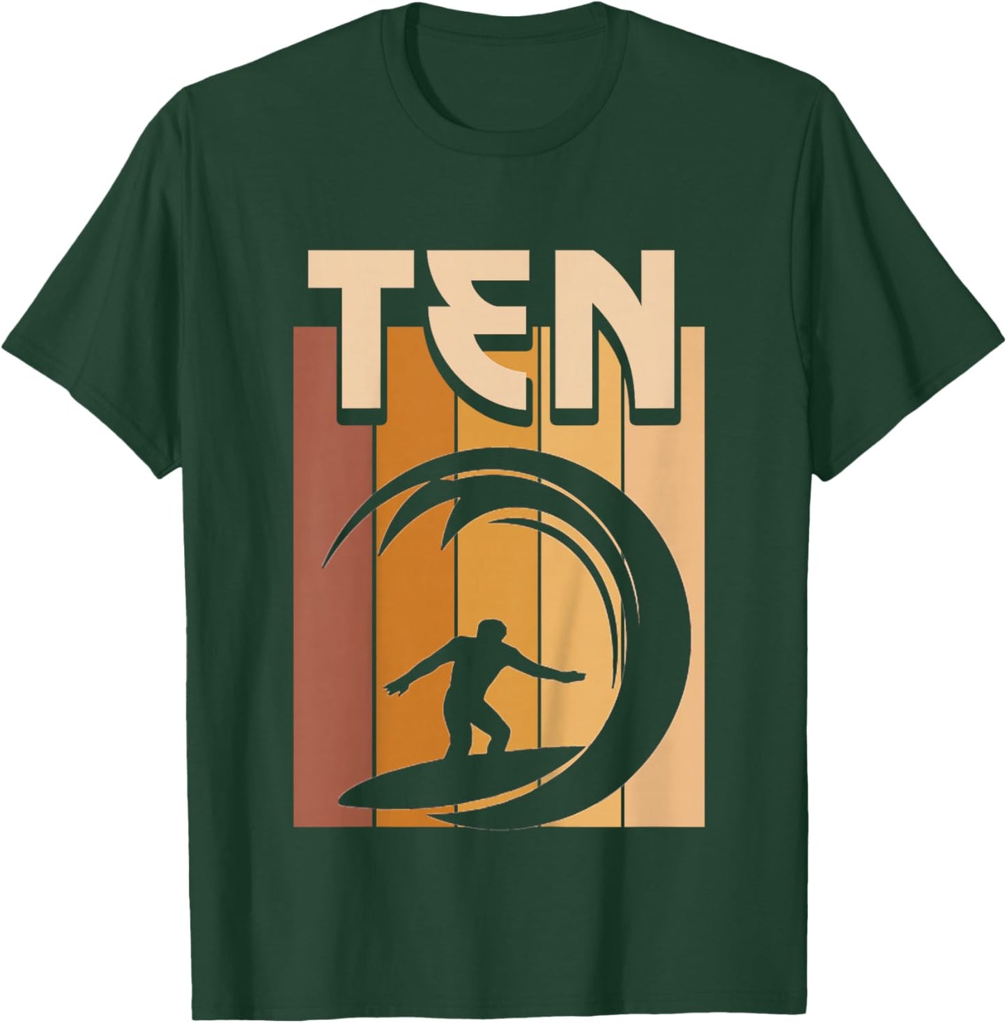 Kids 10 Year Old Surfing Birthday Boy Girl 10th Birthday Surfer T-Shirt - T-Shirt | Forest